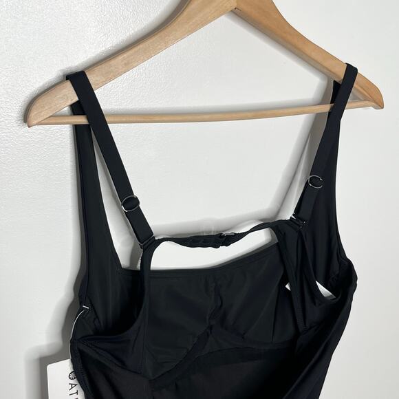 Athleta Womens Square Neck Bra Cup Tankini Swim Top 40 B/C Black Classic - Picture 9 of 11